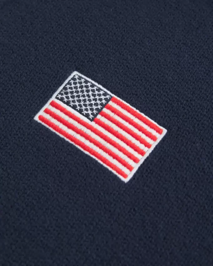 Υπερμεγέθη γραφικό πουλόβερ με φερμουάρ American Flag Υπερμεγέθη γραφικό πουλόβερ με φερμουάρ American Flag