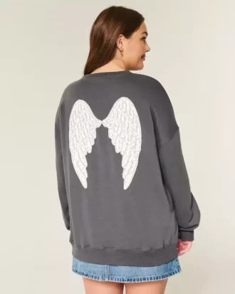 Υπερμεγέθη φούτερ Angel Wings Graphic Crew