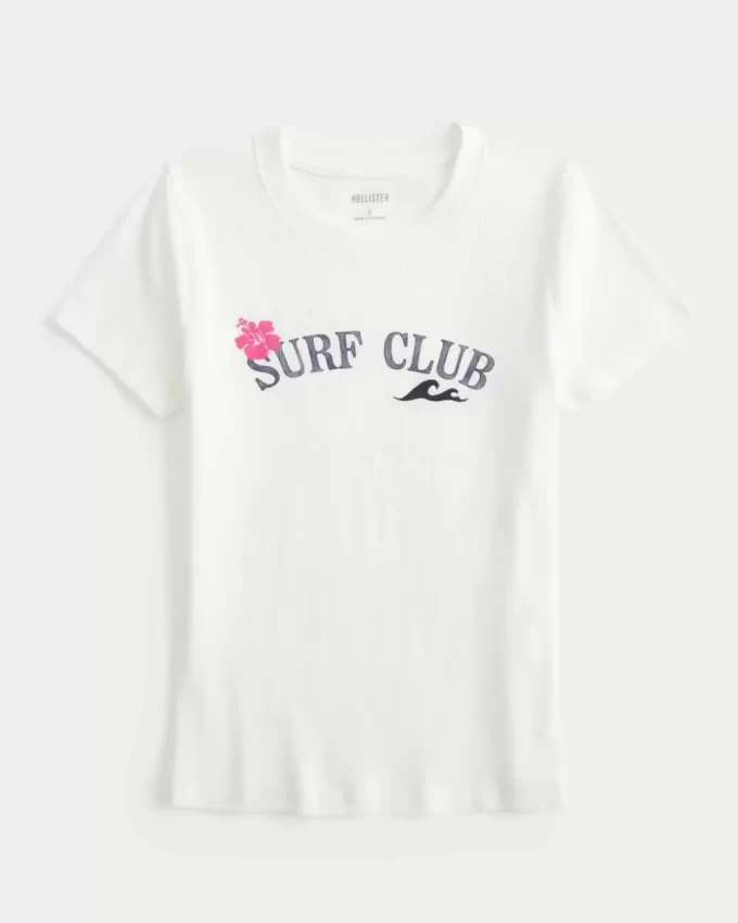 Γραφικό Baby Tee με Ribbed Surf Club