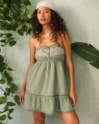 Στράπλες Κεντημένο Babydoll Φόρεμα