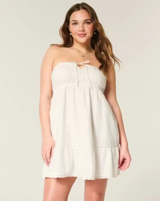 Στράπλες Κεντημένο Babydoll Φόρεμα