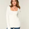 Μακρυμάνικο πουλόβερ Babydoll με τετράγωνο λαιμό