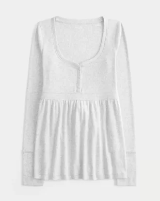 Μπλουζάκι Babydoll Henley-Back Μπλουζάκι Babydoll Henley-Back