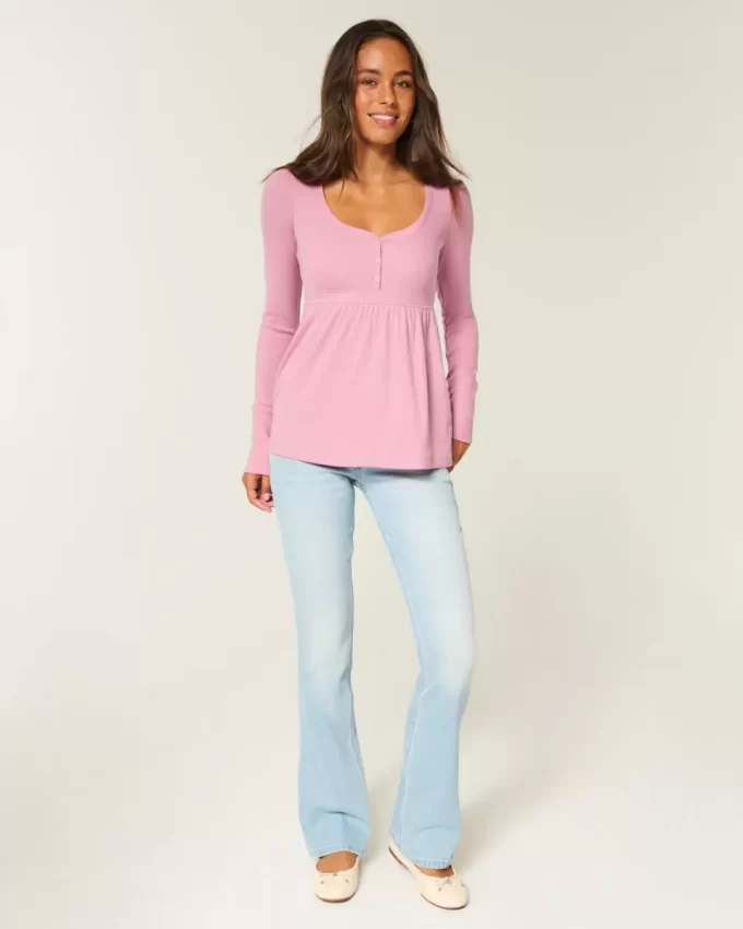 Μπλουζάκι Babydoll Henley-Back