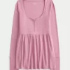 Μπλουζάκι Babydoll Henley-Back