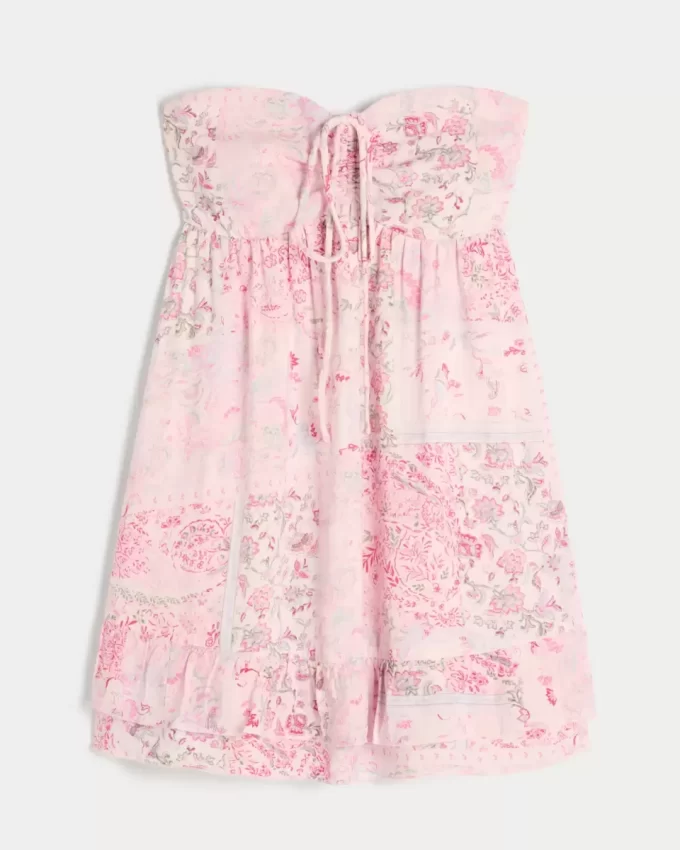 Μίνι φόρεμα Babydoll Strapless Ruffle Μίνι φόρεμα Babydoll Strapless Ruffle