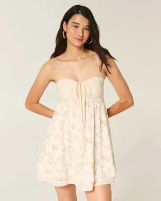 Μίνι φόρεμα Babydoll Strapless Ruffle