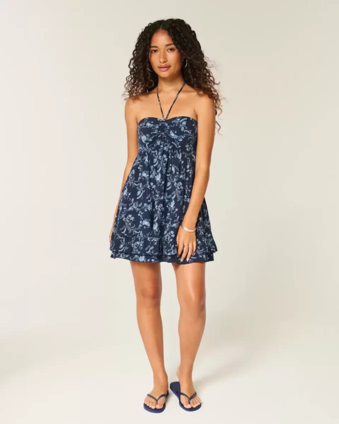 Μίνι φόρεμα Babydoll Strapless Ruffle Μίνι φόρεμα Babydoll Strapless Ruffle