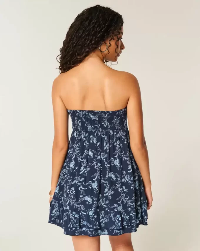 Μίνι φόρεμα Babydoll Strapless Ruffle Μίνι φόρεμα Babydoll Strapless Ruffle