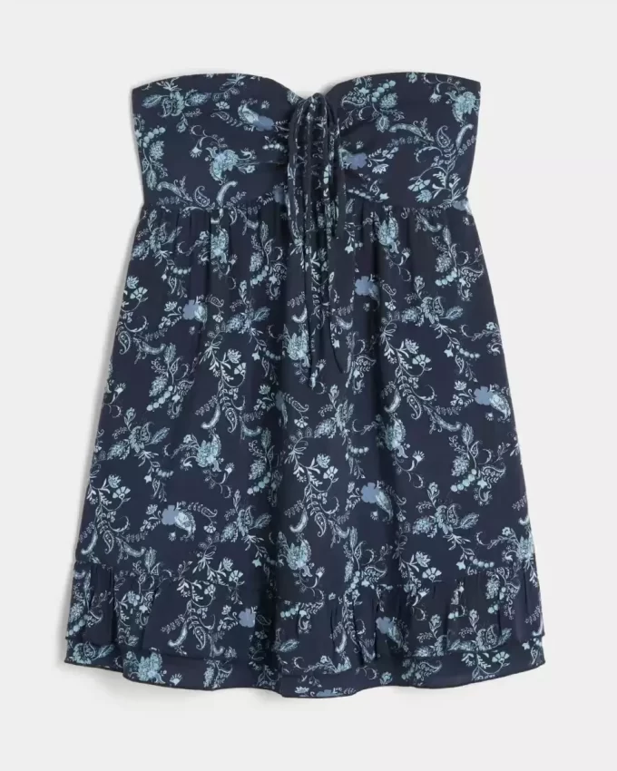 Μίνι φόρεμα Babydoll Strapless Ruffle Μίνι φόρεμα Babydoll Strapless Ruffle