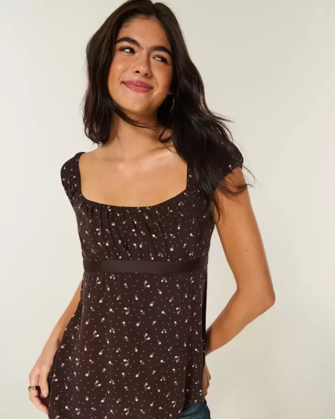 Εύκολη σατέν γραβάτα Babydoll Top Εύκολη σατέν γραβάτα Babydoll Top
