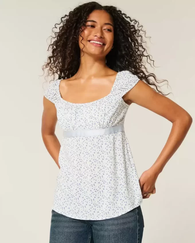 Εύκολη σατέν γραβάτα Babydoll Top Εύκολη σατέν γραβάτα Babydoll Top