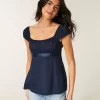 Εύκολη σατέν γραβάτα Babydoll Top Εύκολη σατέν γραβάτα Babydoll Top