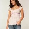 Εύκολη σατέν γραβάτα Babydoll Top Εύκολη σατέν γραβάτα Babydoll Top
