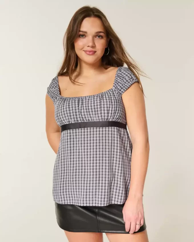 Εύκολη σατέν γραβάτα Babydoll Top Εύκολη σατέν γραβάτα Babydoll Top