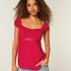 Εύκολη σατέν γραβάτα Babydoll Top Εύκολη σατέν γραβάτα Babydoll Top