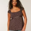 Εύκολη σατέν γραβάτα Babydoll Top Εύκολη σατέν γραβάτα Babydoll Top