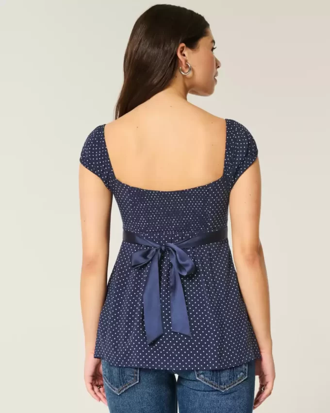 Εύκολη σατέν γραβάτα Babydoll Top Εύκολη σατέν γραβάτα Babydoll Top