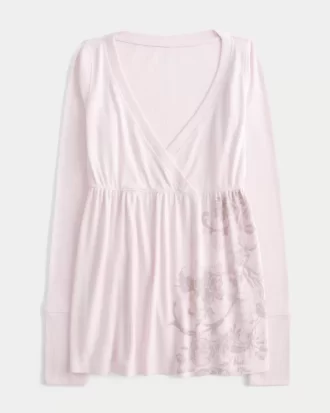 Εύκολο μακρυμάνικο λουλουδάτο μοτίβο Babydoll Top Εύκολο μακρυμάνικο λουλουδάτο μοτίβο Babydoll Top