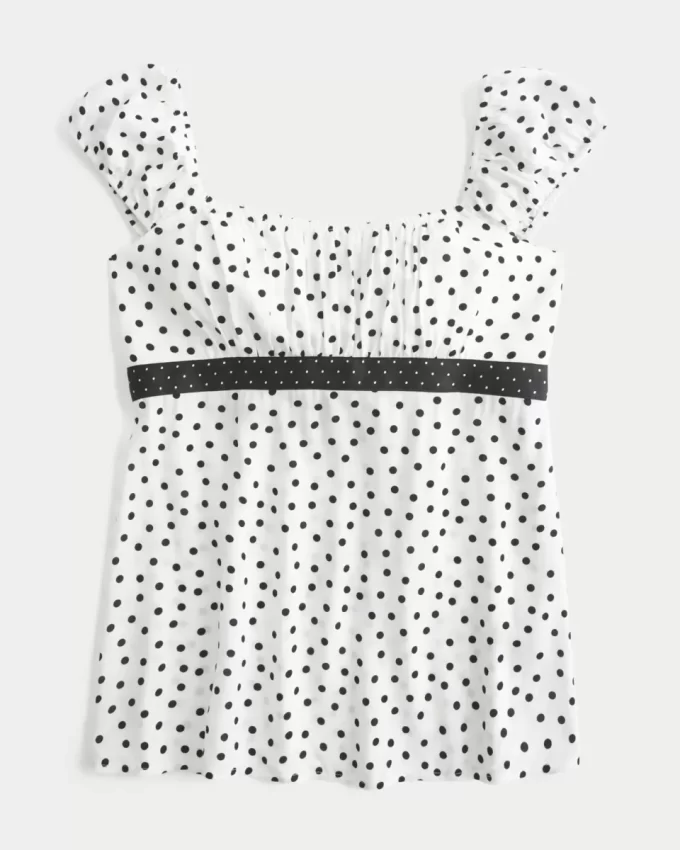 Εύκολη σατέν γραβάτα Babydoll Top Εύκολη σατέν γραβάτα Babydoll Top