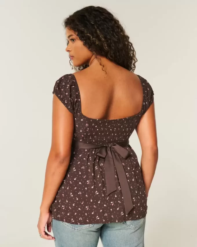 Εύκολη σατέν γραβάτα Babydoll Top Εύκολη σατέν γραβάτα Babydoll Top