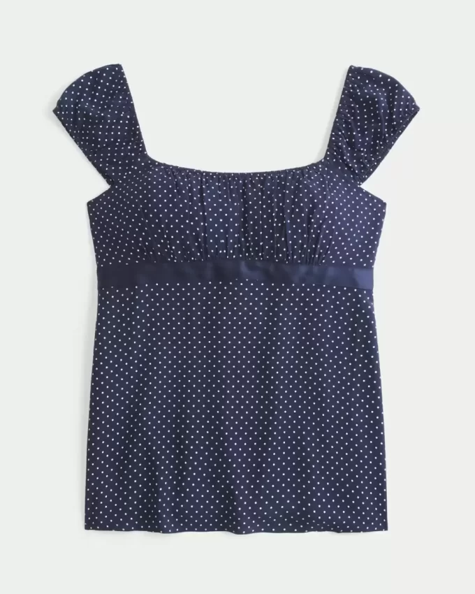 Εύκολη σατέν γραβάτα Babydoll Top Εύκολη σατέν γραβάτα Babydoll Top