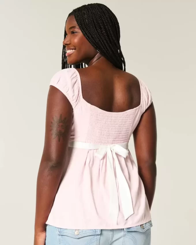 Εύκολη σατέν γραβάτα Babydoll Top Εύκολη σατέν γραβάτα Babydoll Top