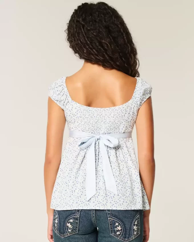 Εύκολη σατέν γραβάτα Babydoll Top Εύκολη σατέν γραβάτα Babydoll Top