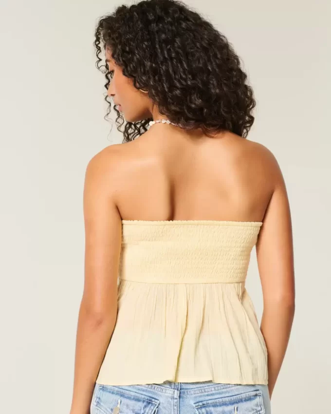 Εύκολη Στράπλες Μίξη Κροσέ Babydoll Top Εύκολη Στράπλες Μίξη Κροσέ Babydoll Top