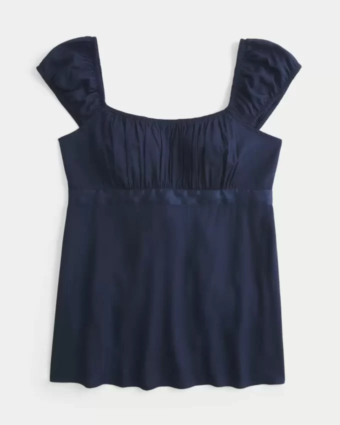 Εύκολη σατέν γραβάτα Babydoll Top Εύκολη σατέν γραβάτα Babydoll Top