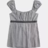 Εύκολη σατέν γραβάτα Babydoll Top Εύκολη σατέν γραβάτα Babydoll Top