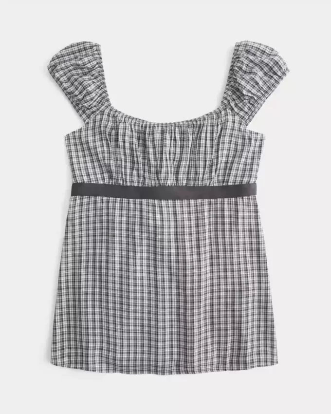 Εύκολη σατέν γραβάτα Babydoll Top Εύκολη σατέν γραβάτα Babydoll Top