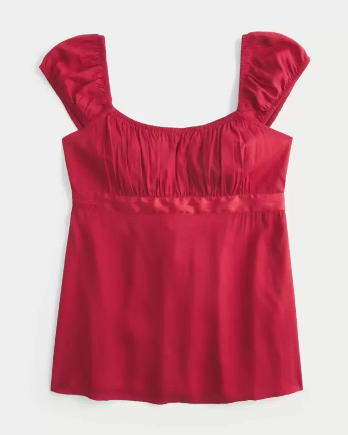 Εύκολη σατέν γραβάτα Babydoll Top Εύκολη σατέν γραβάτα Babydoll Top