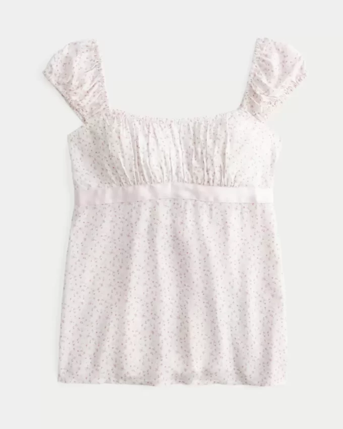 Εύκολη σατέν γραβάτα Babydoll Top Εύκολη σατέν γραβάτα Babydoll Top
