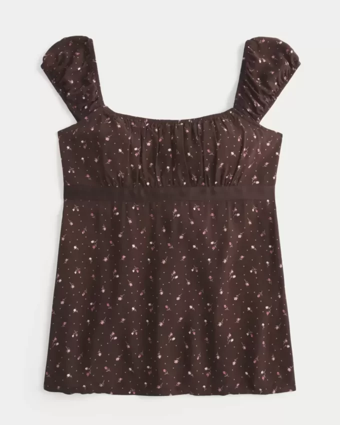 Εύκολη σατέν γραβάτα Babydoll Top Εύκολη σατέν γραβάτα Babydoll Top