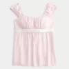 Εύκολη σατέν γραβάτα Babydoll Top Εύκολη σατέν γραβάτα Babydoll Top