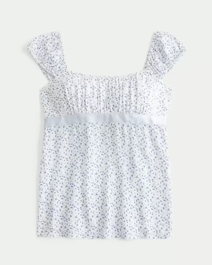 Εύκολη σατέν γραβάτα Babydoll Top Εύκολη σατέν γραβάτα Babydoll Top