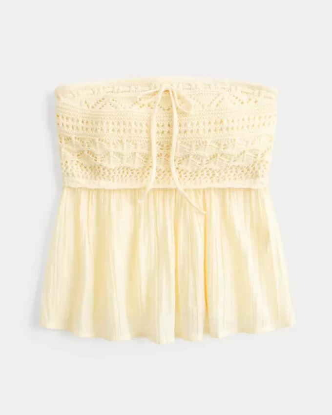 Εύκολη Στράπλες Μίξη Κροσέ Babydoll Top Εύκολη Στράπλες Μίξη Κροσέ Babydoll Top