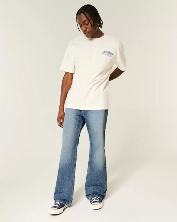 Τζιν μεσαίου πλυσίματος Baggy Bootcut Τζιν μεσαίου πλυσίματος Baggy Bootcut
