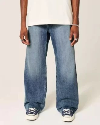 Τζιν μεσαίου πλυσίματος Baggy Bootcut