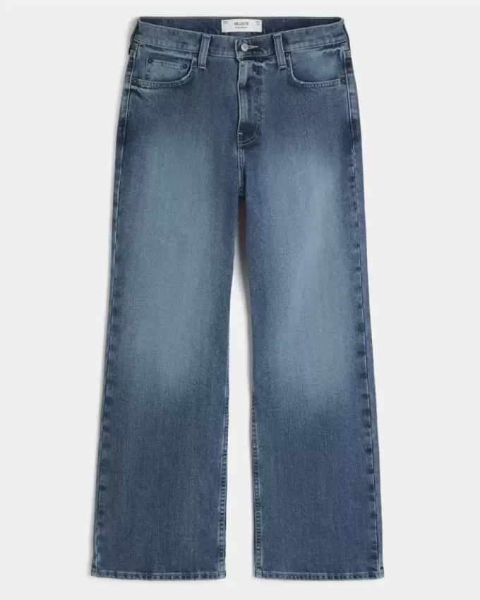 Τζιν μεσαίου πλυσίματος Baggy Bootcut Τζιν μεσαίου πλυσίματος Baggy Bootcut