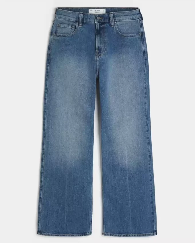 Τζιν μεσαίου πλυσίματος Baggy Bootcut Τζιν μεσαίου πλυσίματος Baggy Bootcut