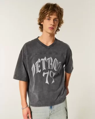 Μπλουζάκι ποδοσφαίρου βαρέων βαρών Baggy Crop Detroit Graphic