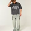 Μπλουζάκι ποδοσφαίρου βαρέων βαρών Baggy Crop Detroit Graphic