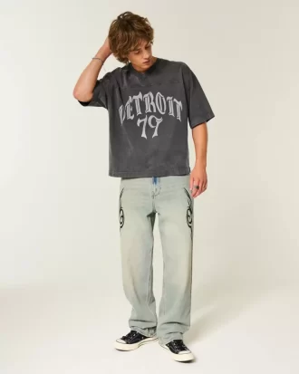 Μπλουζάκι ποδοσφαίρου βαρέων βαρών Baggy Crop Detroit Graphic