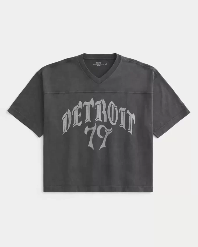 Μπλουζάκι ποδοσφαίρου βαρέων βαρών Baggy Crop Detroit Graphic