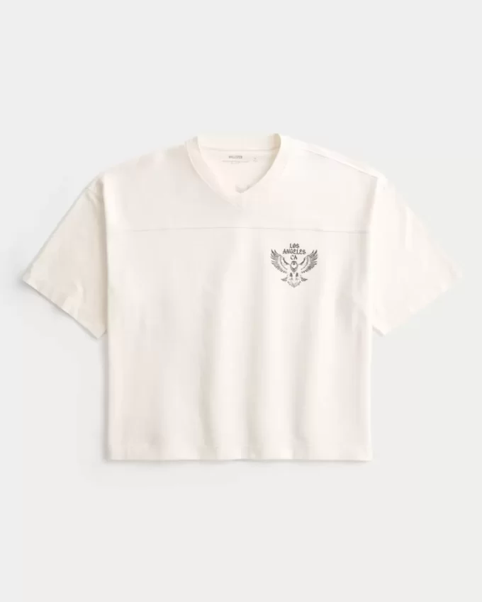 Μπλουζάκι ποδοσφαίρου βαρέων βαρών Baggy Crop Los Angeles Graphic