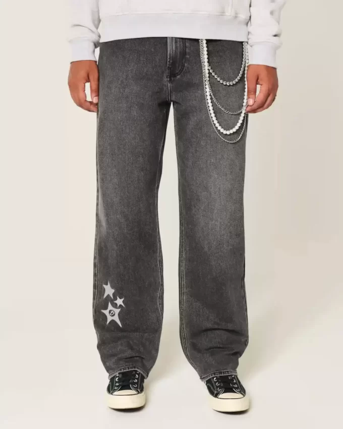 Πλυμένο τζιν Black Star Graphic Baggy Πλυμένο τζιν Black Star Graphic Baggy