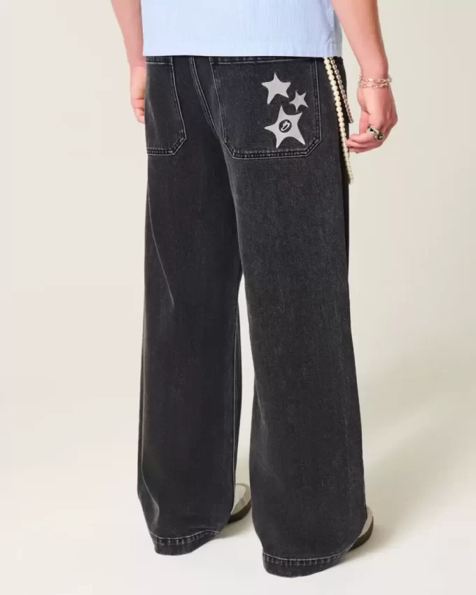 Πλυμένο τζιν Black Star Graphic Super Baggy Πλυμένο τζιν Black Star Graphic Super Baggy