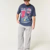 Παντελόνι λινό-Blend Flex-Waist φαρδύ Παντελόνι λινό-Blend Flex-Waist φαρδύ